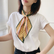 スカーフ 長方形 大判 ロング レディース 女性用 ストール 薄手 サテン調 チェック柄 格子柄 冷房対策 紫外線対策 ワンポイント おしゃれ 上品 大人可愛い おでかけ 通勤 ファッション小物 婦人用 プレゼント バッグスカーフ