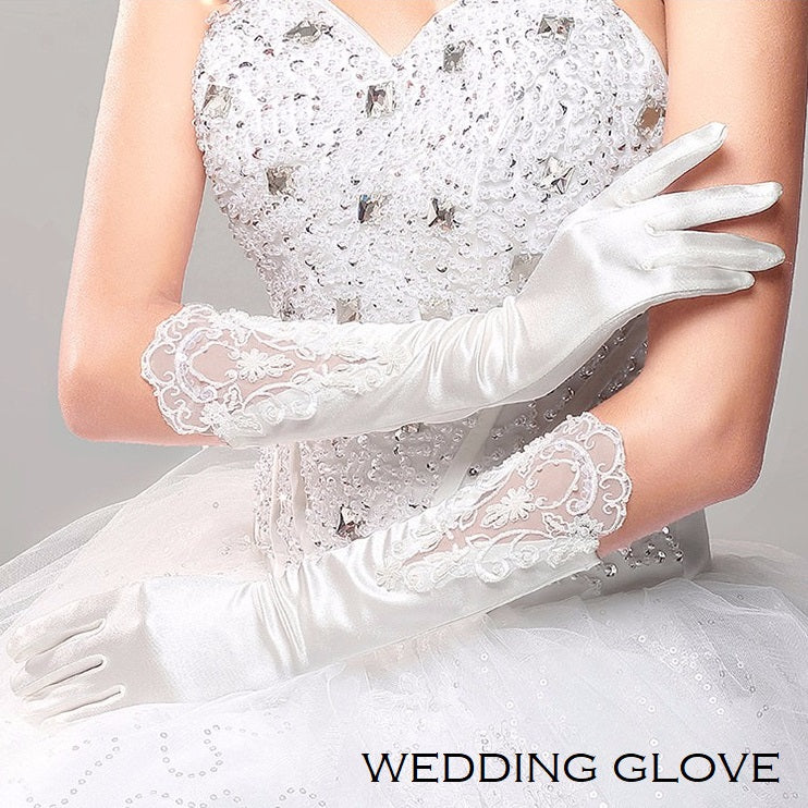 ウェディンググローブ 手袋 レースグローブ ブライダルグローブ 長手袋 結婚式 服飾小物 新婦 花嫁 サテン調 シースルー シアー 透け感 上品 きれいめ 定番 ベーシック おしゃれ 光沢感 清楚 挙式 披露宴 二次会 無地 単色 白