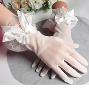 ウエディンググローブ 1ペア 手袋 ブライダルグローブ ウェディング 花嫁 結婚式 披露宴 ウェディングドレス パティー レース フリル リボン ショート丈