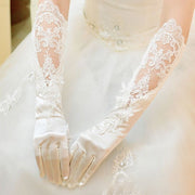 ウェディンググローブ ロング レース 手袋 結婚式 ブライダル 新婦 花嫁 レース フラワー 肘丈 透け感 シースルー 上品 華やか 清楚 綺麗 可愛い 挙式 披露宴 二次会 パーティー 衣装 ウェディング小物 レディース 女性 ホワイト 白