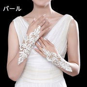 ウエディンググローブ レディース フィンガーレス 指なし ショート レース おしゃれ 上品 結婚式 ブライダル 花嫁 パーティー 白 赤