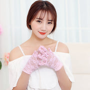レース手袋 レディース 手袋 ファッション小物 フリル フラワー ホワイト ブラック ピンク グレー フォーマル 美しい