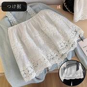 付け裾 つけ裾 レディース 女性 ファッション雑貨 刺繍レース ゴムウエスト 総柄 花柄 フラワー ホワイト フェミニン ガーリー 可愛い キュート おしゃれ