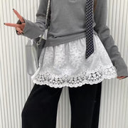 付け裾 つけ裾 レディース 女性 ファッション雑貨 刺繍レース ゴムウエスト 総柄 花柄 フラワー ホワイト フェミニン ガーリー 可愛い キュート おしゃれ