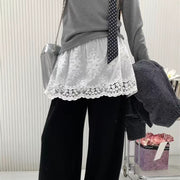 付け裾 つけ裾 レディース 女性 ファッション雑貨 刺繍レース ゴムウエスト 総柄 花柄 フラワー ホワイト フェミニン ガーリー 可愛い キュート おしゃれ
