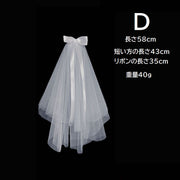 ウェディングベール コーム付き クリップ付き ミドル丈 花嫁 ブライダル用品 ウェディング小物 リボン 2層 ウェディングドレス 結婚式 披露宴 挙式 二次会 前撮り 撮影 ヘアアクセサリー