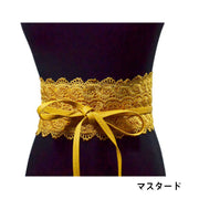 ベルト レース 女性 レディース リボン 巻きベルト ファッション おしゃれ 上品 可愛い 女 ガーリー ファッション 小物 ウエスト シンプル サイズ調整