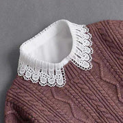 つけ襟 付け襟 レディース 女性 重ね着風 レイヤード風 ブラウス風 前ボタン レース シフォン調 刺繍 黒 上品 清楚