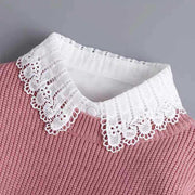 つけ襟 付け襟 レディース 女性 重ね着風 レイヤード風 ブラウス風 前ボタン レース シフォン調 刺繍 黒 上品 清楚