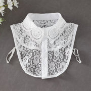 付け襟 レディース レース 襟 シフォン シャツ 刺繍レース フェイクレイヤード 重ね着風 かわいい おしゃれ きれいめ 上品 女性 大人女子 黒 白  ブラック ホワイト