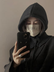 バラクラバ ネックウォーマー 目出し帽 スヌード フード ニット 帽子 ぼうし レディース 女性 ボタン 紐付き 保温 防寒 あったか 暖かい かわいい おしゃれ