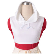 パーカー風 つけ襟 レディース 服飾小物 フード付き フーディー 付け襟 薄手 チラ見え防止 防寒 ズレ防止 ゴム付き 首元紐付き 簡単着脱 アクセント シンプル カジュアル オシャレ フェイクカラー レイヤード風 ズレにくい 重ね着 インナー レッド イエロー 春 秋 冬