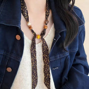 スカーフネックレス レディース 女性 ファッション雑貨 アクセサリー ネクタイ風 木製ビーズ 総柄 花柄 チェック ペイズリー柄 フェミニン クール かっこいい かわいい 可愛い キュート ボヘミアン調 エキゾチック カジュアル おしゃれ シック