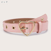 ベルト レディース 女性 ファッション雑貨 ハート バックル 105cm 1m ブラック ピンク ホワイト レッド シンプル カジュアル ポップ かわいい キュート ガーリー クール かっこいい パンク風