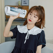 付け襟 つけ襟 レディース 女性 ビックカラー 大きめ襟 フリル襟 丸襟 角襟 おしゃれ かわいい リボン紐 リボン結び 無地 上品 清楚 きれいめ 大人可愛い お出かけ デイリー 普段使い ホワイト 白 ファッション小物