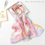 ストール スカーフ レディース 女性 ファッション雑貨 長方形 1m以上 160cm 総柄 花柄 フラワー グリーン ピンク グラデーション カラフル 華やか かわいい キュート フェミニン 春 秋