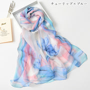 ストール スカーフ レディース 女性 ファッション雑貨 長方形 1m以上 160cm 総柄 花柄 フラワー グリーン ピンク グラデーション カラフル 華やか かわいい キュート フェミニン 春 秋
