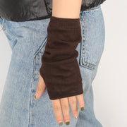 アームウォーマー アームカバー ニット レディース 手袋 グローブ 防寒 暖かい 日よけ 指穴 指なし スマホ対応 無地 ボーダー柄