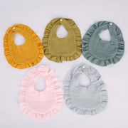 よだれかけ よだれ掛け 涎掛け スタイ ビブ 前掛け ベビー 赤ちゃん 育児用品 スナップボタン 裾フリル 布製 無地 ホワイト ピンク グレー シンプル カジュアル 可愛い キュート ポップ おしゃれ 出産祝い ギフト プレゼント