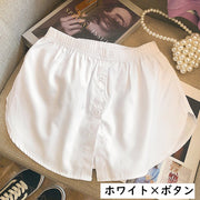 付け裾 つけ裾 重ね着風 レイヤード風 フェイクレイヤードシャツ シャツ風 レディース 女性 ウエストゴム 無地 白 黒 カジュアル シンプル おしゃれ