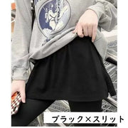 付け裾 つけ裾 重ね着風 レイヤード風 フェイクレイヤードシャツ シャツ風 レディース 女性 ウエストゴム 無地 白 黒 カジュアル シンプル おしゃれ
