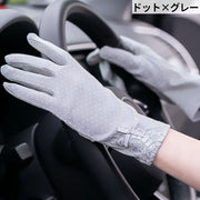 UVカット手袋 日焼け止め手袋 レディース 女性用 グローブ ハンドカバー スマホ対応 ドット柄 レース リボン 日焼け防止 紫外線防止 薄手 スマートフォン対応 タッチパネル操作可能
