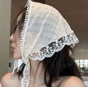 三角巾 レディース レース シースルー ヘアアクセサリー 髪飾り 頭巾 スカーフ バンダナ ヘアアレンジ 薄手 おしゃれ 可愛い