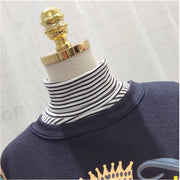 付け襟 つけ襟 レディース 女性 婦人 ファッション小物 重ね着風 タートルネック ハイネック フェイクレイヤード ボーダー しましま 単色 無地 フェイクカラー タートル カジュアル シンプル おしゃれ かわいい 白 黒