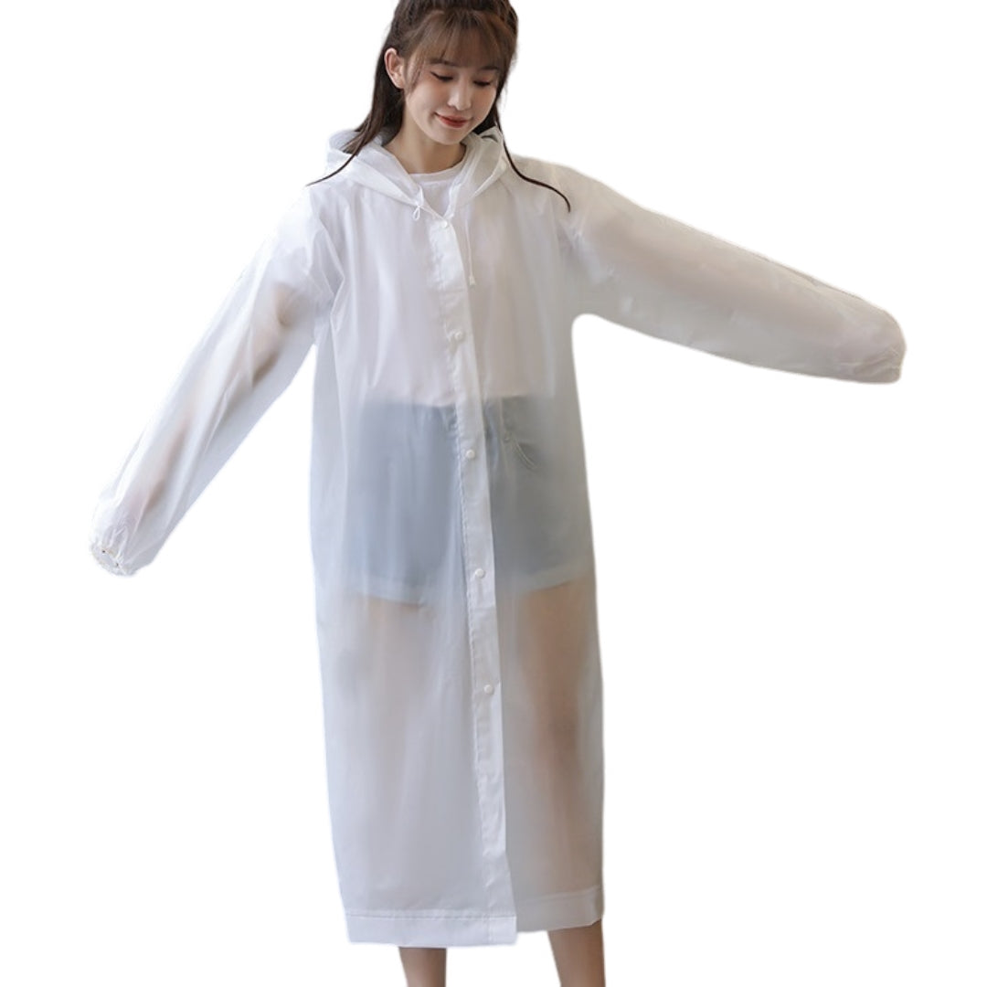 レインコート フード付き カッパ 雨具 レインウェア 男女兼用 ホワイト バリエーション画像