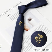ネクタイ ナロータイ メンズ 男性用 紳士用 ファッション小物 5cm幅 スリム 細め 刺繍 花 フラワー バラ クローバー ブラック 黒 ネイビー ワイン おしゃれ かっこいい タンポポ スズラン
