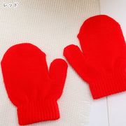 手袋 てぶくろ グローブ キッズ 子供用 子ども用 女の子 男の子 ユニセックス 男女兼用 お揃い ペアルック 防寒具 ファッション雑貨 ミトン型 ミトンタイプ 裾リブ ニット 無地 ブラック ホワイト ピンク ブルー シンプル カジュアル 可愛い キュート 秋 冬 通学 通園 お出かけ お散歩