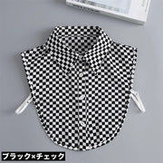 付け襟 つけ襟 レディース 女性 スタンダード 角襟 重ね着風 レイヤード風 前ボタン ストライプ柄 ドット柄 デイリー 普段使い おしゃれ かわいい 婦人用