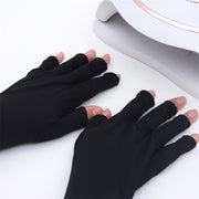 ネイル用UVカット手袋 両手用 左右セット 指先なし 指無し 無地 黒 UVカットグローブ ネイルケア用品 ロング丈 ショート丈 ネイルグローブ 紫外線対策 ジェルネイル UVライト対策 ネイルライト対策