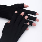 ネイル用UVカット手袋 両手用 左右セット 指先なし 指無し 無地 黒 UVカットグローブ ネイルケア用品 ロング丈 ショート丈 ネイルグローブ 紫外線対策 ジェルネイル UVライト対策 ネイルライト対策