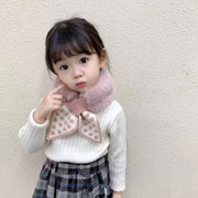 マフラー ティペット 差し込み キッズ 子供用 女の子 男の子 襟巻き フェイクファー ふわふわ 水玉 チェック柄 暖かい あったか 防寒 寒さ対策 ファッション小物 通園 通学 女子 男子 こども用