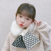 マフラー ティペット 差し込み キッズ 子供用 女の子 男の子 襟巻き フェイクファー ふわふわ 水玉 チェック柄 暖かい あったか 防寒 寒さ対策 ファッション小物 通園 通学 女子 男子 こども用