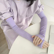 アームカバー 腕カバー レディース 女性 ロング 親指穴あり UVカット 薄手 紫外線対策 日除け 日焼け対策 無地 ソリッドカラー シンプル 無地 UV対策 お出かけ アウトドア 運転