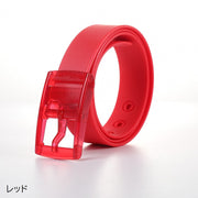 ベルト レディース メンズ 男女兼用 幅広 プラスチックバックル 穴あり クリアカラーバックル ファッション小物 単色 無地 シンプル カジュアル かわいい かっこいい カラバリ豊富 おしゃれ 女性 男性 赤 黄 緑 青 紫 黒 白 茶 ピンク 灰 橙