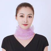 スカーフ レース 薄手 レディース 女性用 ネックガード 首巻き かぶる 透け感 シースルー フェイクパール パール調 日焼け対策 首元 シンプル 上品 きれいめ おしゃれ かわいい ファッション小物 婦人用