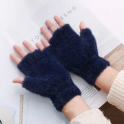 手袋 ショートグローブ レディース 指切り 指なし 厚手エコファー ふわふわモコモコ スマホ対応 防寒 防風 暖かい 保温 秋冬
