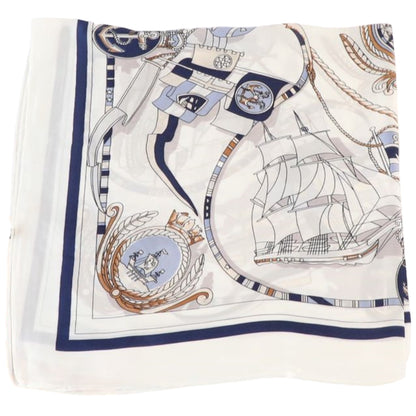 スカーフ 70×70cm レディース 女性 婦人用 ファッション小物 船×ホワイト バリエーション画像