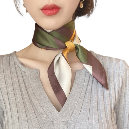 スカーフ 70×70cm レディース 女性 婦人用 ファッション小物 幾何学×グリーン バリエーション画像