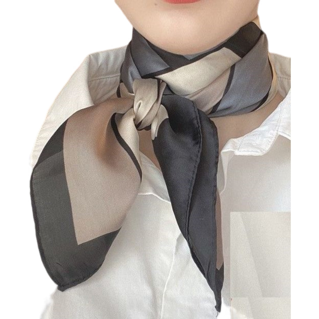 スカーフ 70×70cm レディース 女性 婦人用 ファッション小物 幾何学×グレー バリエーション画像