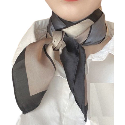 スカーフ 70×70cm レディース 女性 婦人用 ファッション小物 幾何学×グレー バリエーション画像