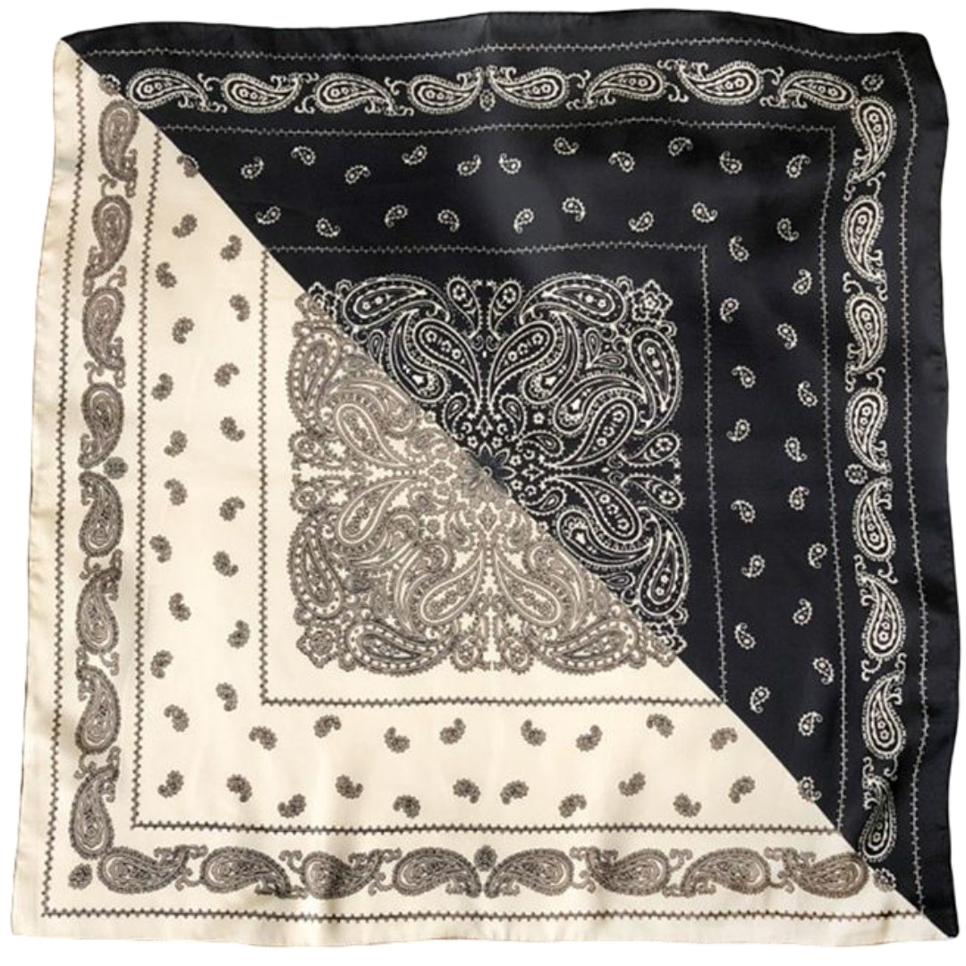 スカーフ 70×70cm レディース 女性 婦人用 ファッション小物 小ペイズリー×ブラック バリエーション画像