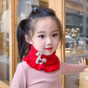 ネックウォーマー スヌード つけ襟 タートルネック 子供用 キッズ 女の子 男の子 ニット リブ フリル シカ アップリケ フリル マフラー かわいい  冬 防寒 あったか 冷え対策  温活 暖かい カジュアル ファッション小物