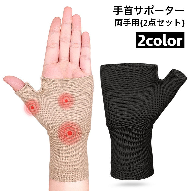 手首サポーター 親指用サポーター 左右 2点セット 両手用 リストサポーター スポーツケア用品 親指穴 手首固定 ソフト 保護 メンズ レディース 男女兼用 単色 伸縮性 家事 運動 シンプル 男性 女性 ユニセックス