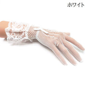 ウェディンググローブ 手袋 結婚式 ブライダル 新婦 花嫁 メッシュ レース リボン ショート 透け感 上品 華やか 清楚 綺麗 可愛い 挙式 披露宴 二次会 パーティー 衣装 ウェディング小物 レディース 女性