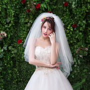 ウエディングベール 80cm ベール ショート ウエディング ホワイト 結婚式 ブライダル コーム付き ボリューム 華やか きれい おしゃれ 花嫁 新婦 メッシュレース