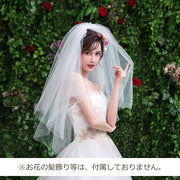 ウエディングベール 80cm ベール ショート ウエディング ホワイト 結婚式 ブライダル コーム付き ボリューム 華やか きれい おしゃれ 花嫁 新婦 メッシュレース